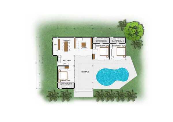 2 and 3 bedroom villa with a private pool：圖片 10